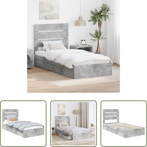 Testiera -  Letto con Contenitore con testiera Grigio cemento 90 x 190 cm