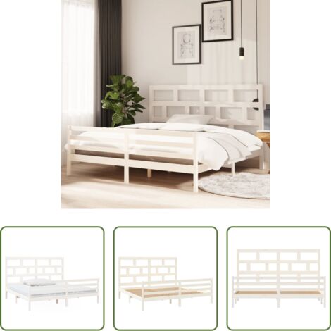 Testiera letto -  Giroletto Bianco in Legno Massello di Pino 200x200 cm