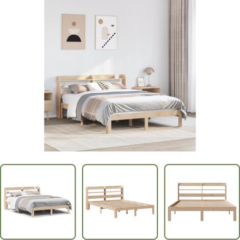 Testiera letto -  Giroletto con Testiera 120x190 cm in Legno Massello di Pino