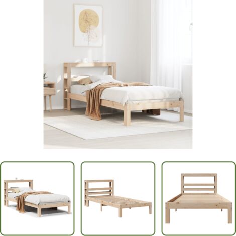 Testiera letto -  Giroletto con Testiera 90x200 cm in Legno Massello di Pino