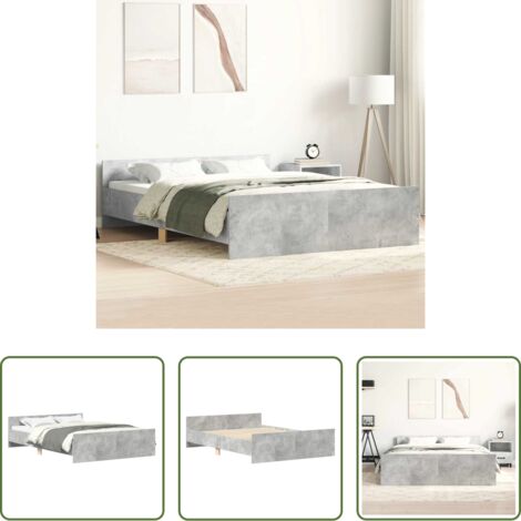 Testiera letto -  Giroletto con Testiera e Pediera Grigio Cemento 140x190 cm