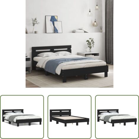 Testiera letto -  Giroletto con Testiera Nero 120x200 cm in Legno Multistrato