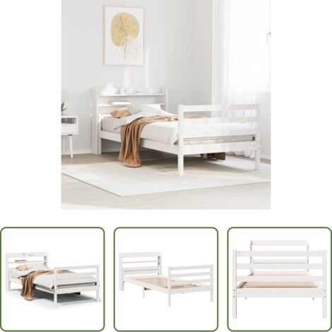 Testiera letto -  Giroletto con Testiera senza Materasso Bianco 100x200 cm