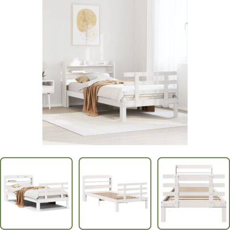 Testiera letto -  Giroletto con Testiera senza Materasso Bianco 100x200 cm