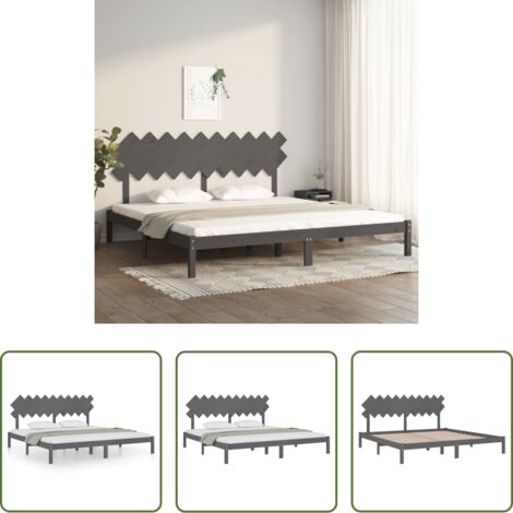 Testiera letto -  Giroletto Grigio 200x200 cm in Legno Massello