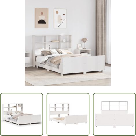 Testiera letto -  Giroletto senza Materasso Bianco 160x200 cm Legno Massello Pino