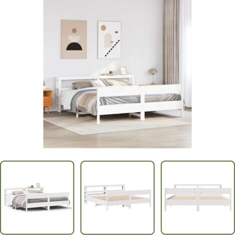 Testiera letto -  Giroletto senza Materasso Bianco 200x200 cm Legno Massello Pino