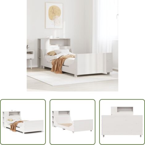 Testiera letto -  Giroletto senza Materasso Bianco 75x190 Legno Massello di Pino