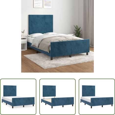 Testiera letto -  Giroletto senza Materasso Blu Scuro 120x190 cm Velluto
