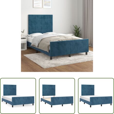 Testiera letto -  Giroletto senza Materasso Blu Scuro 120x190 cm Velluto