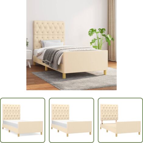 Testiera letto -  Giroletto senza Materasso Crema 80x200 cm in Tessuto