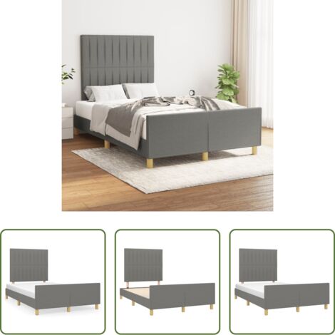 Testiera letto -  Giroletto senza Materasso Grigio Scuro 120x190 cm in Tessuto