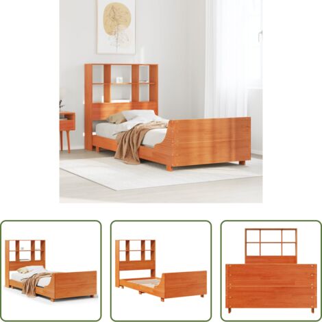 Testiera letto -  Giroletto senza Materasso Marrone Cera 100x200 cm Legno di Pino