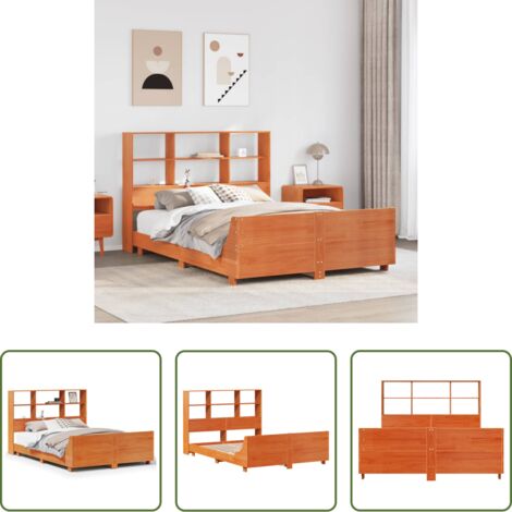 Testiera letto -  Giroletto senza Materasso Marrone Cera 160x200 cm Legno di Pino