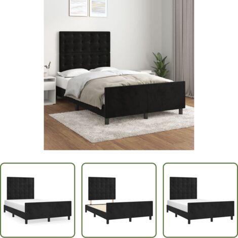 Testiera letto -  Giroletto senza Materasso Nero 120x190 cm Velluto