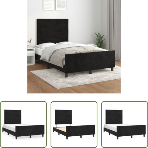 Testiera letto -  Giroletto senza Materasso Nero 120x190 cm Velluto