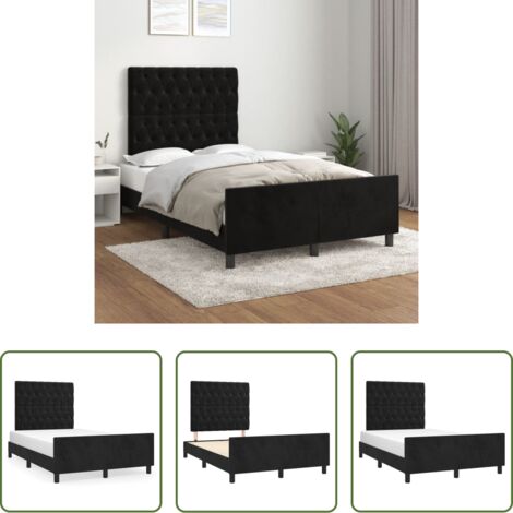 Testiera letto -  Giroletto senza Materasso Nero 120x190 cm Velluto