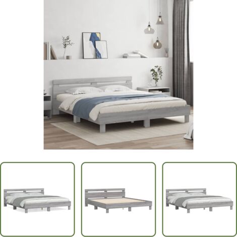 Testiera letto -  Giroletto Testiera Grigio Sonoma 160x200 cm Legno Multistrato