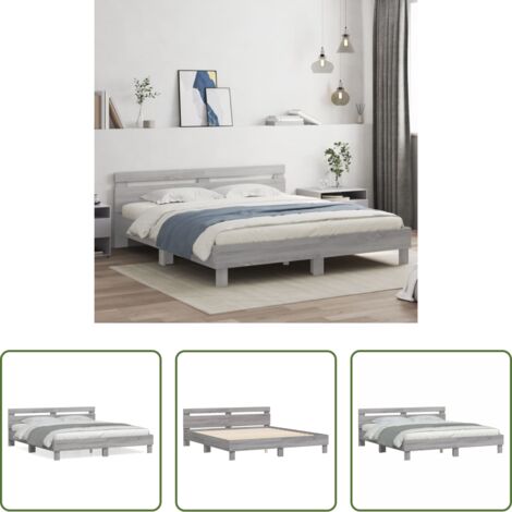 Testiera letto -  Giroletto Testiera Grigio Sonoma 180x200 cm Legno Multistrato