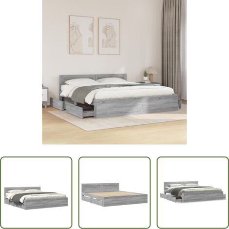 Testiera letto -  Giroletto Testiera Grigio Sonoma 180x200 cm Legno Multistrato
