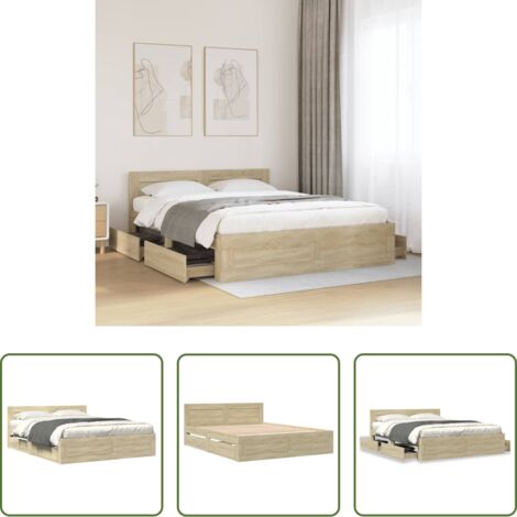 Testiera letto -  Giroletto Testiera Rovere Sonoma 150x200 cm Legno Multistrato