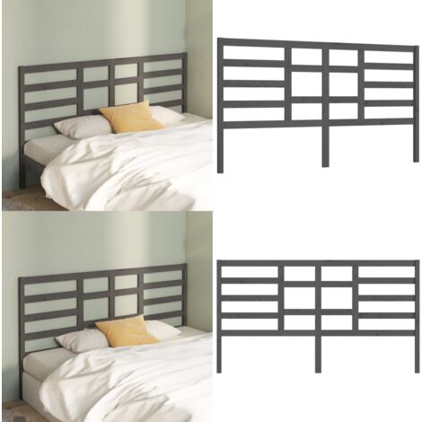 Testiera Letto Grigia 186x4x104cm in Legno Massello di Pino - Testiera letto grigia - Testiera letto in pino