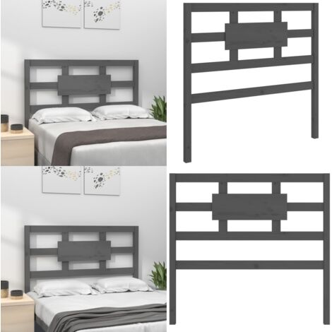 Testiera Letto Grigia 80,5x4x100 cm in Legno Massello di Pino - Testiera in legno massello - Testiera in pino