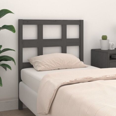 Testiera Letto Grigia 80,5x4x100 cm in Legno Massello di Pino vidaXL
