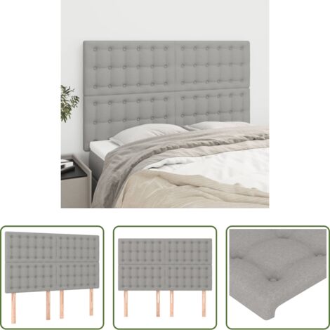 Testiera letto grigia -  Testiera Grigio Chiaro 144x5x118/128 cm Tessuto