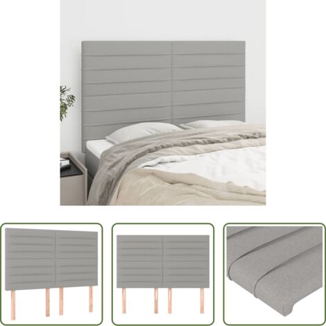 Testiera letto grigia -  Testiera Grigio Chiaro 144x5x118/128 cm Tessuto