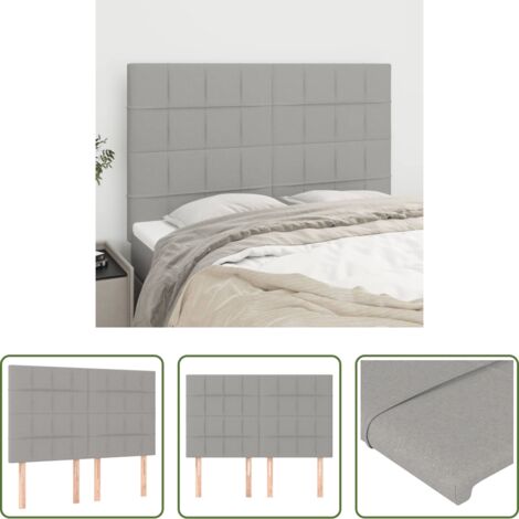 Testiera letto grigia -  Testiera Grigio Chiaro 144x5x118/128 cm Tessuto