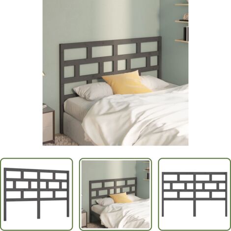 Testiera letto grigia -  Testiera Letto Grigia 166x4x100cm in Legno Massello di Pino