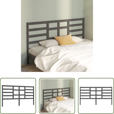 Testiera letto grigia -  Testiera Letto Grigia 186x4x104cm in Legno Massello di Pino