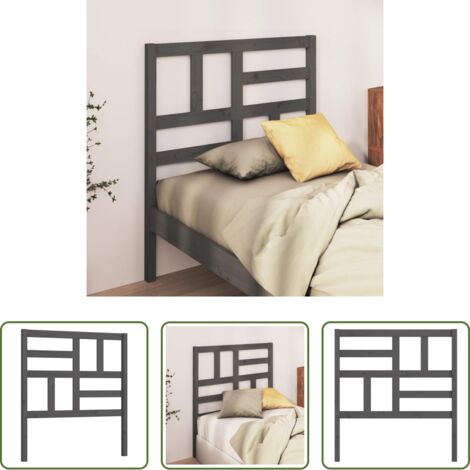Testiera letto grigia -  Testiera per Letto Grigia 81x4x104 cm in Legno Massello di Pino