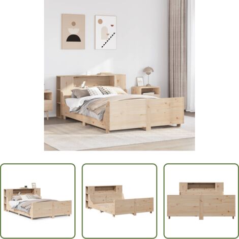Testiera letto -  Letto senza Materasso 135x190 cm in Legno Massello di Pino