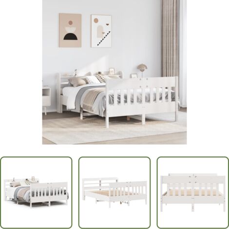 Testiera letto -  Letto senza Materasso Bianco 120x190 cm Legno Massello di Pino