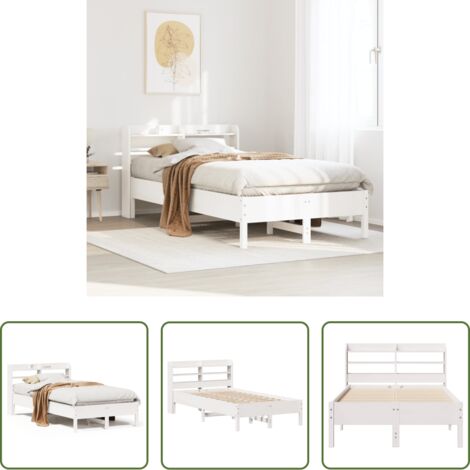 Testiera letto -  Letto senza Materasso Bianco 120x190 cm Legno Massello di Pino