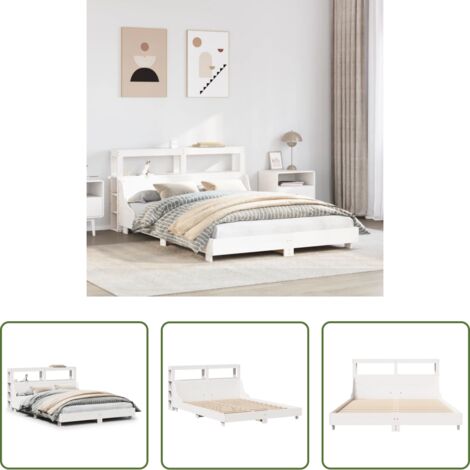 Testiera letto -  Letto senza Materasso Bianco 120x200 cm Legno Massello di Pino