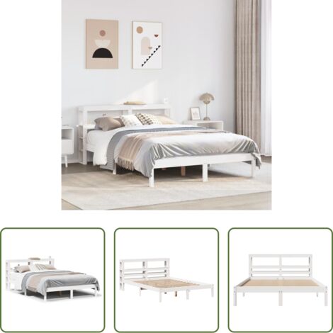 Testiera letto -  Letto senza Materasso Bianco 120x200 cm Legno Massello di Pino