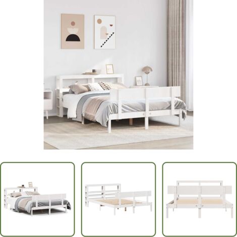 Testiera letto -  Letto senza Materasso Bianco 120x200 cm Legno Massello di Pino