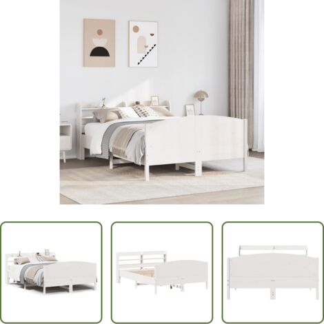 Testiera letto -  Letto senza Materasso Bianco 120x200 cm Legno Massello di Pino