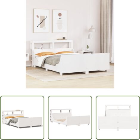 Testiera letto -  Letto senza Materasso Bianco 120x200 cm Legno Massello di Pino