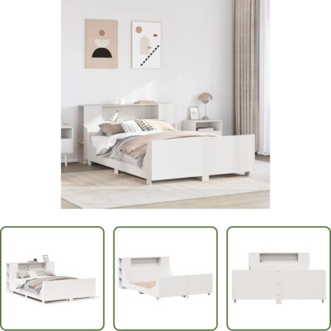 Testiera letto -  Letto senza Materasso Bianco 140x190 cm Legno Massello di Pino