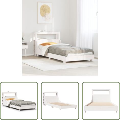 Testiera letto -  Letto senza Materasso Bianco 75x190 in Legno Massello di Pino