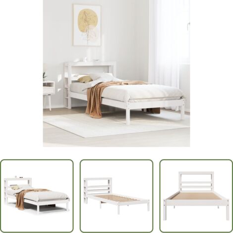Testiera letto -  Letto senza Materasso Bianco 75x190 in Legno Massello di Pino