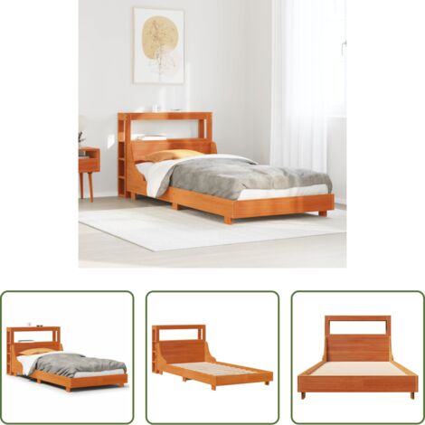Testiera letto -  Letto senza Materasso Marrone Cera 100x200 cm in Legno di Pino