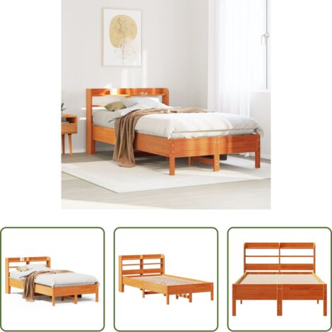 Testiera letto -  Letto senza Materasso Marrone Cera 75x190 cm in Legno di Pino