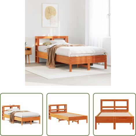 Testiera letto -  Letto senza Materasso Marrone Cera 75x190 cm in Legno di Pino