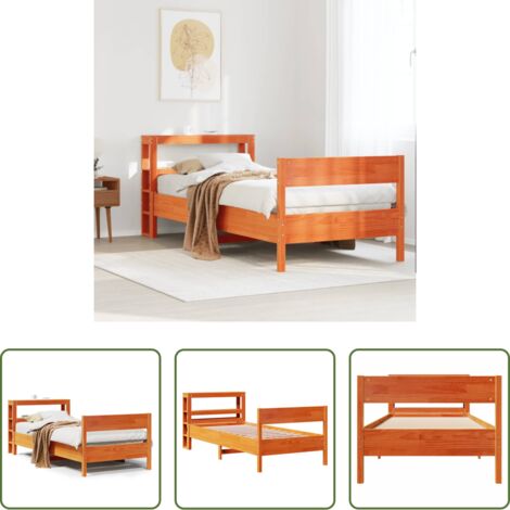 Testiera letto -  Letto senza Materasso Marrone Cera 75x190 cm in Legno di Pino
