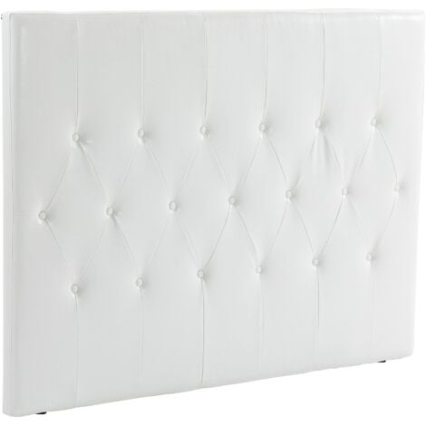 Testiera Letto Matrimoniale Imbottita Design a Bottoni 160x7x120 cm in Pelle PU Bianca